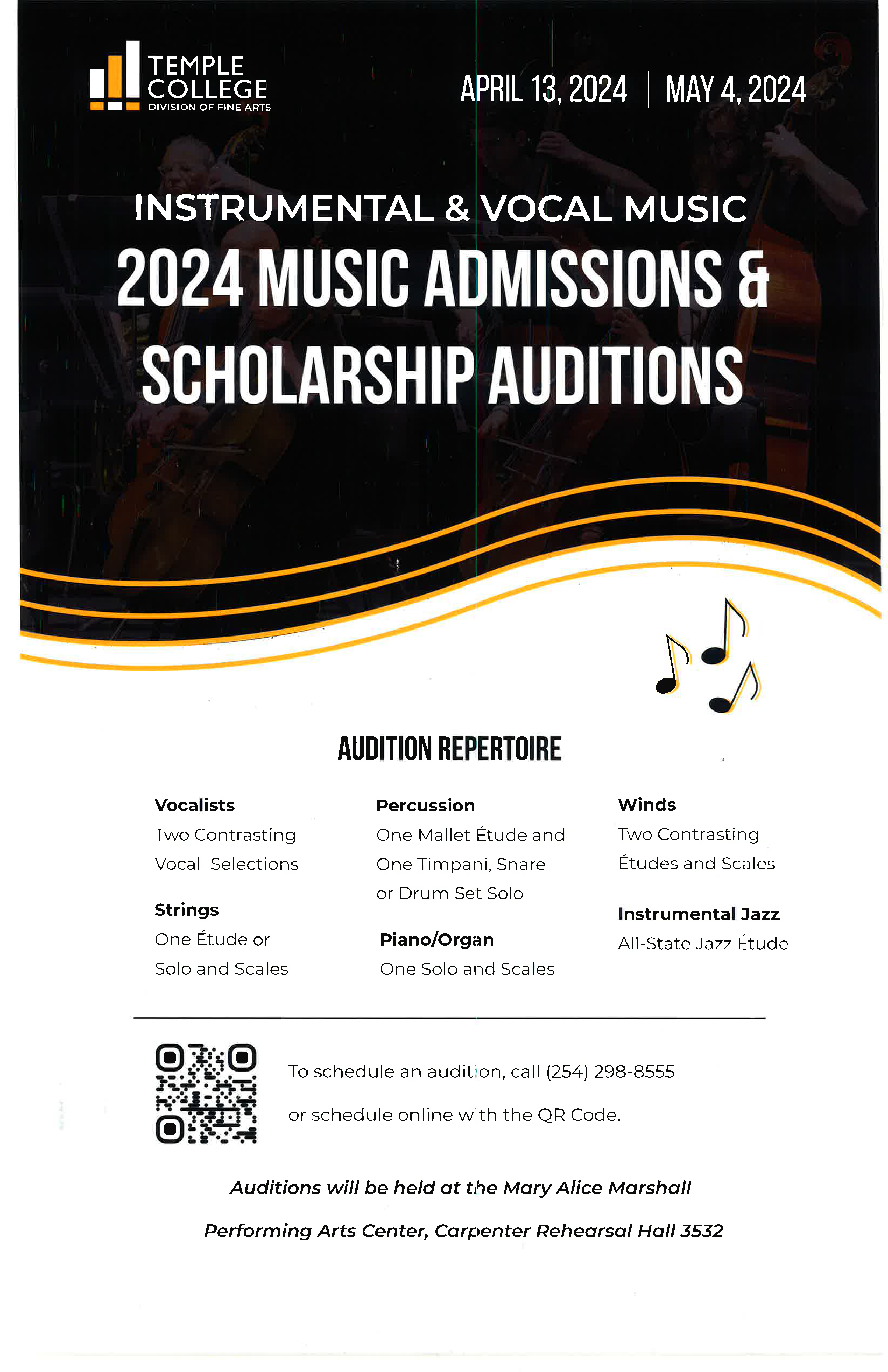2024 scholarship Audition information