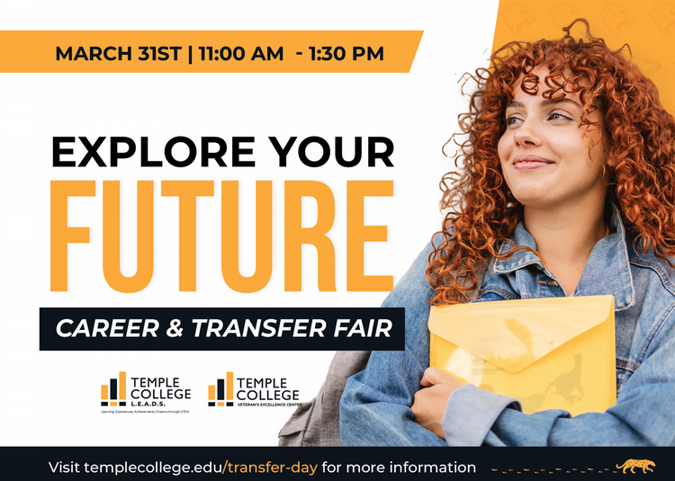 Explore your future, career and transfer fair. March 31st, 11 am to 1:30 pm