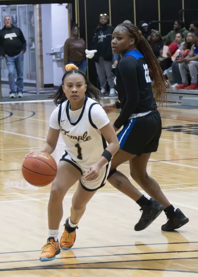 Basketball player going for score